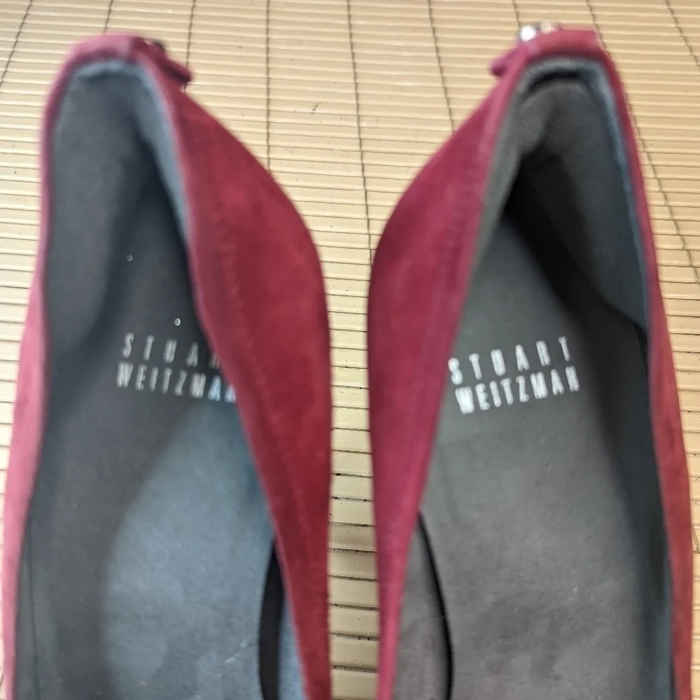 Stuart Weitzman red Suede Peep Open Toe 5